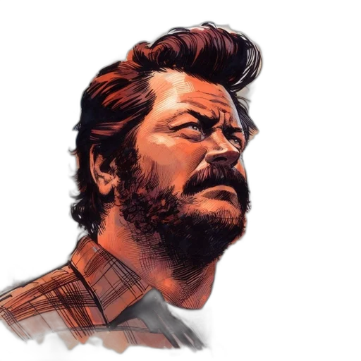 face, comic book art, concept art, photorealistic transparent PNG cut-out