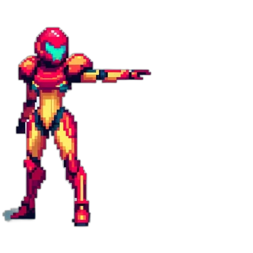 robot, weapon, pixel art, vaporwave transparent PNG cut-out