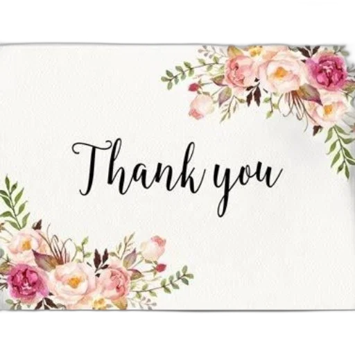 thank, card, floral, design transparent PNG cut-out