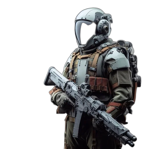 robot, weapon, jacket, concept art transparent PNG cut-out