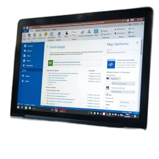 staff, desktop, laptop, showing transparent PNG cut-out