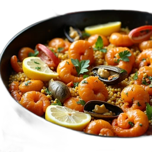 food, seafood, paella, pan transparent PNG cut-out