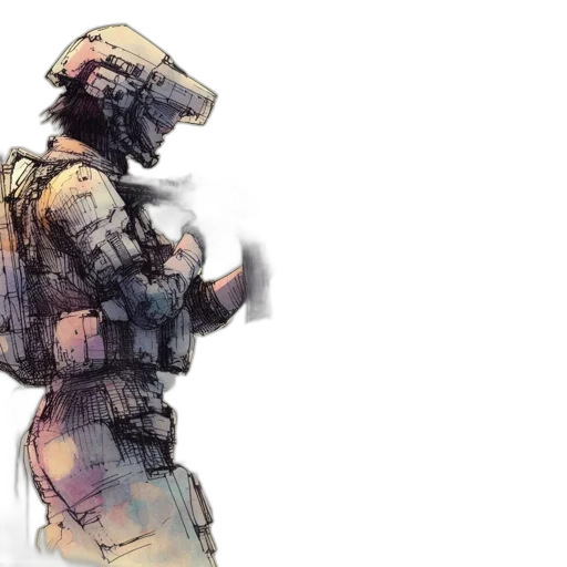 weapon, robot, concept art, watercolor transparent PNG cut-out