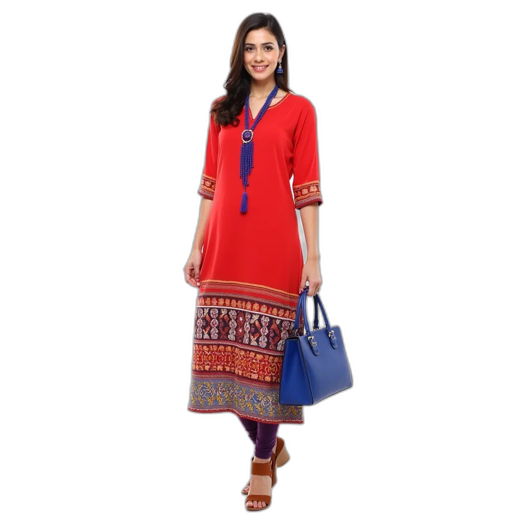 red, colorful, woman, standing transparent PNG cut-out