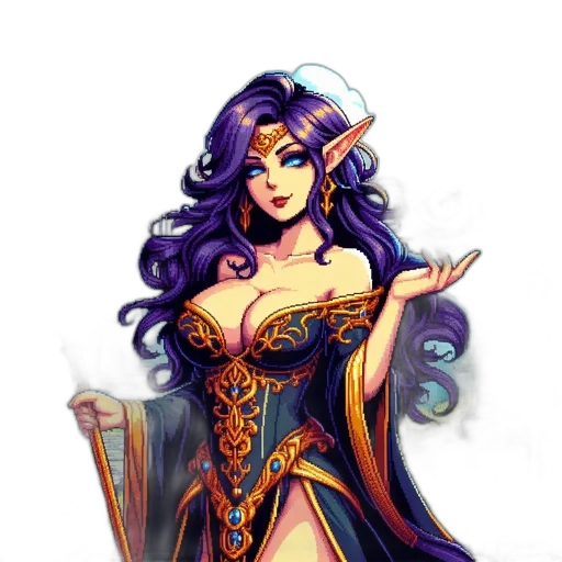 dress, jewelry, fantasy art, pixel art transparent PNG cut-out