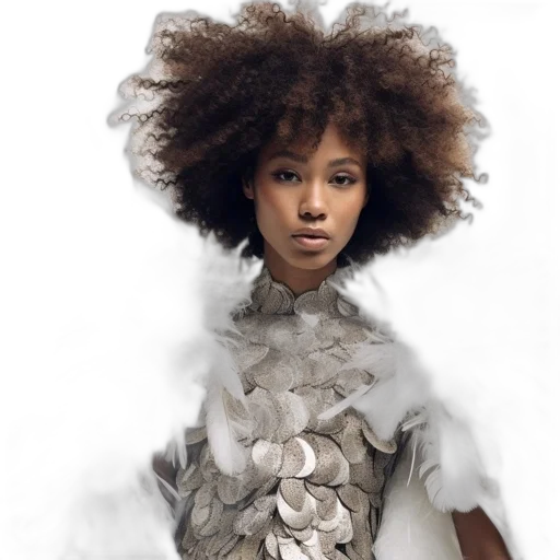 dress, hair, photorealistic, earth tones transparent PNG cut-out