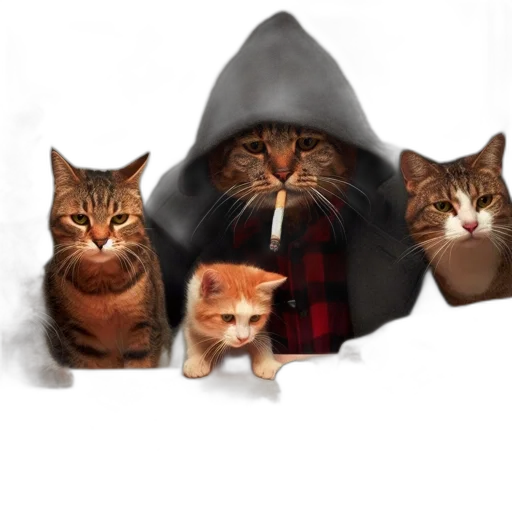 jacket, hat, animal, photorealistic transparent PNG cut-out