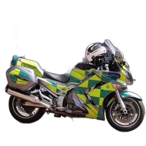 green, yellow, checkered, motorcycle transparent PNG cut-out