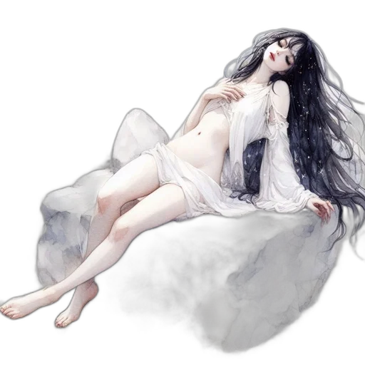 dress, creature, watercolor, fantasy art transparent PNG cut-out