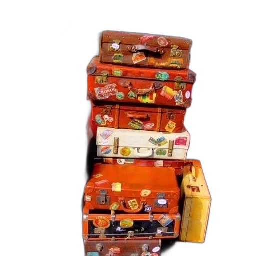food, stack, vintage, suitcases transparent PNG cut-out