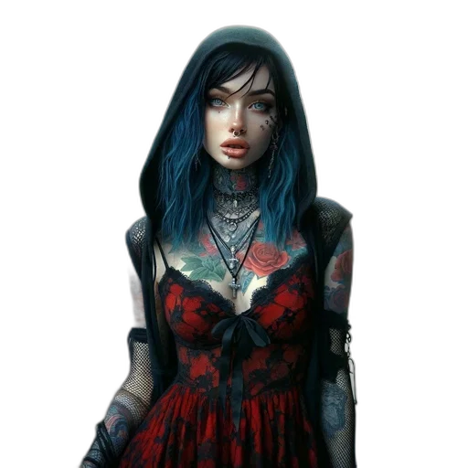 dress, face, jewelry, fantasy art transparent PNG cut-out