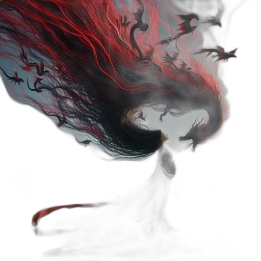 hair, dragon, mask, creature transparent PNG cut-out