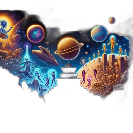 concept art, fantasy art, pixel art, outer space transparent PNG cut-out