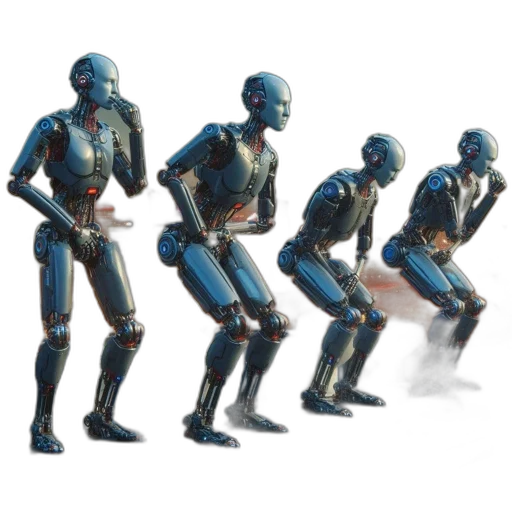 robot, 3d render, concept art, cyberpunk transparent PNG cut-out
