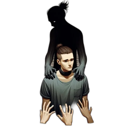 jacket, creature, hair, staff transparent PNG cut-out