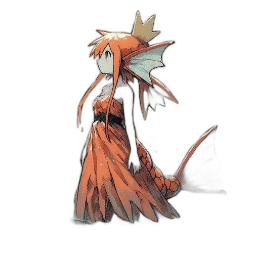 dragon, dress, crown, staff transparent PNG cut-out