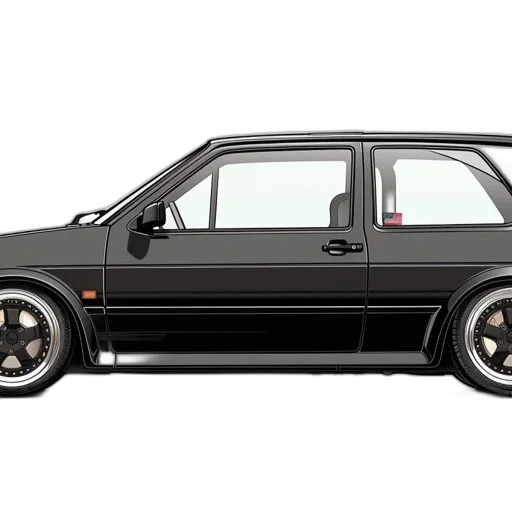 car, photorealistic, black, modified transparent PNG cut-out