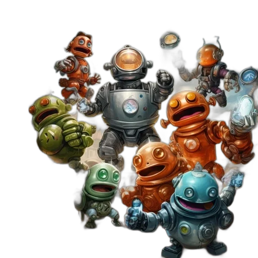 robot, concept art, 3d render, outer space transparent PNG cut-out