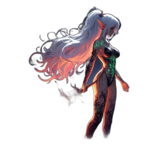 hair, dress, creature, concept art transparent PNG cut-out