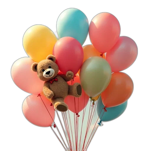 3d render, bouquet, helium, balloons transparent PNG cut-out