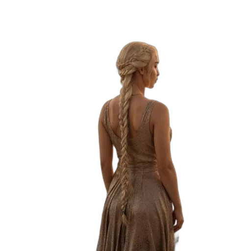 dress, hair, staff, dragon transparent PNG cut-out