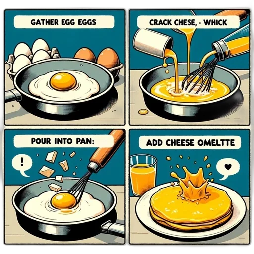 food, comic book art, concept art, 4-panel transparent PNG cut-out