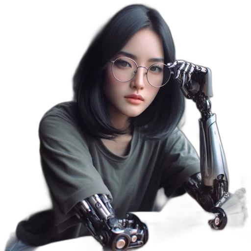 robot, weapon, face, cyberpunk transparent PNG cut-out