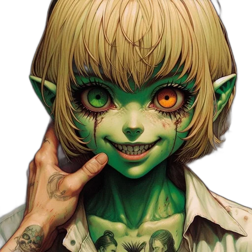 face, mask, creature, comic book art transparent PNG cut-out