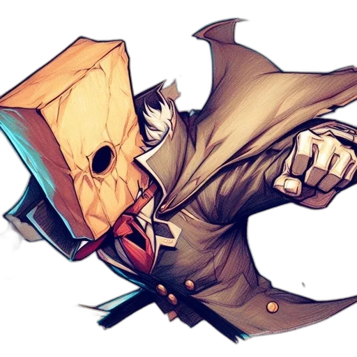 mask, jacket, staff, weapon transparent PNG cut-out