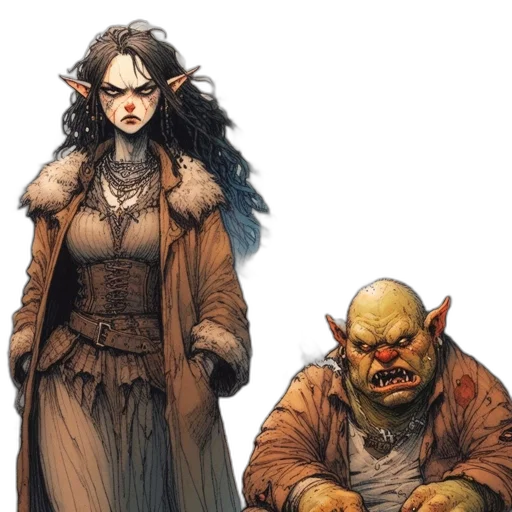 concept art, comic book art, fantasy art, earth tones transparent PNG cut-out