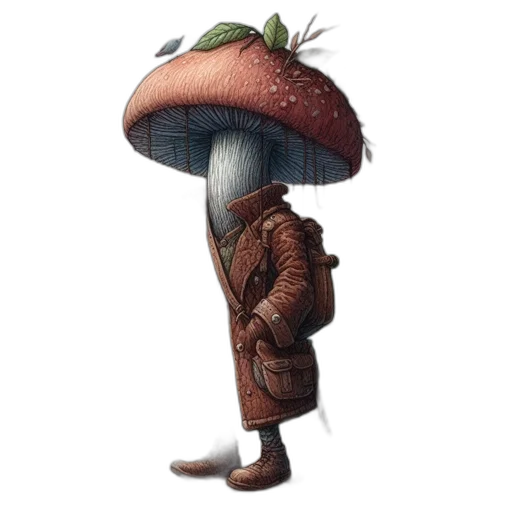 umbrella, hat, jacket, staff transparent PNG cut-out