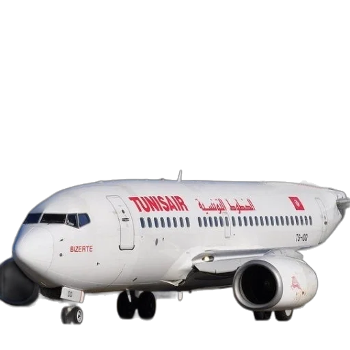 3d render, white, tunisair, airplane transparent PNG cut-out