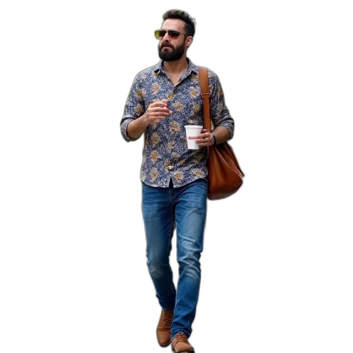 jacket, staff, 3d render, cartoon transparent PNG cut-out