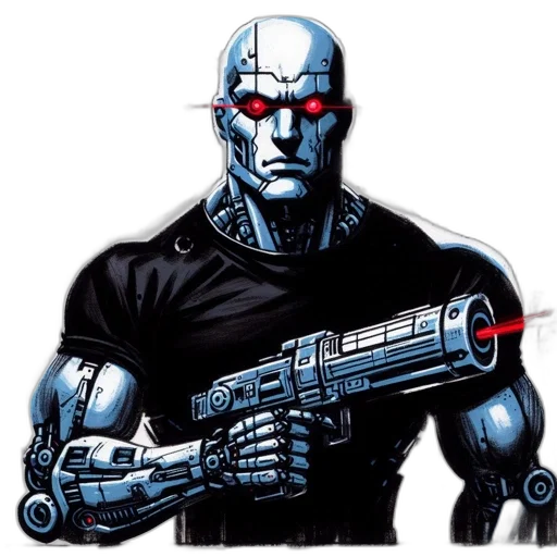 robot, weapon, comic book art, concept art transparent PNG cut-out
