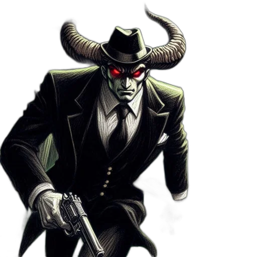 comic book art, concept art, demonic, man transparent PNG cut-out