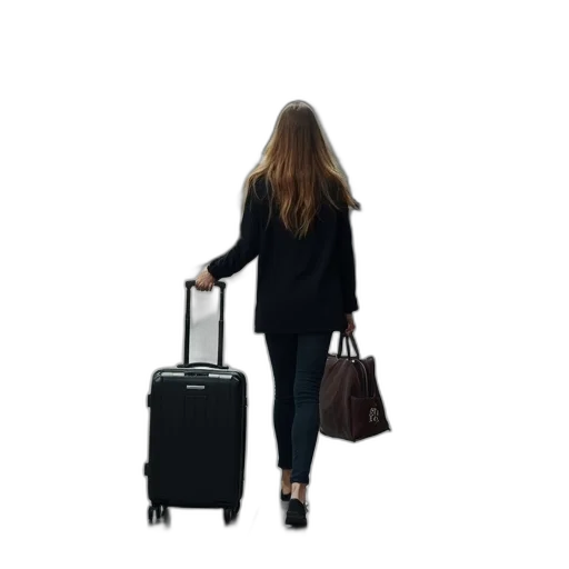 staff, jacket, woman, carrying transparent PNG cut-out