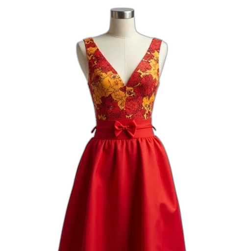dress, red, mannequin, wearing transparent PNG cut-out
