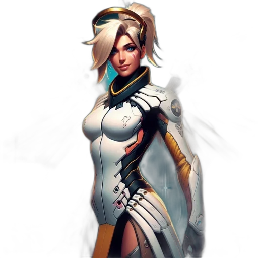 dress, robot, staff, weapon transparent PNG cut-out