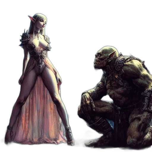 dress, creature, concept art, fantasy art transparent PNG cut-out
