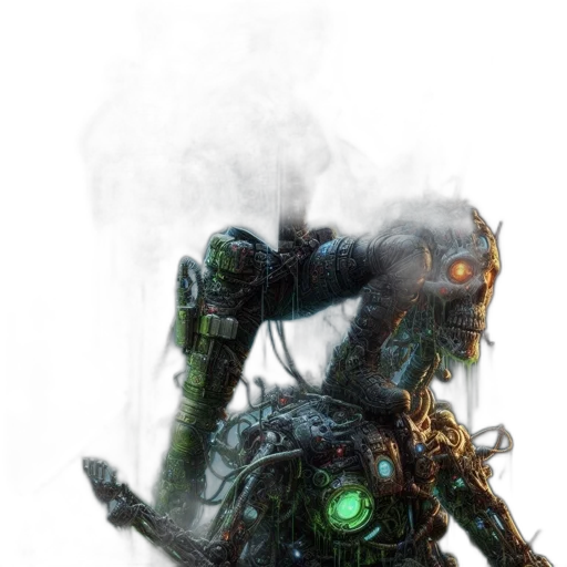 robot, dragon, creature, staff transparent PNG cut-out