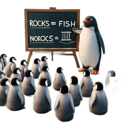 concept art, 3d render, underwater, penguin transparent PNG cut-out