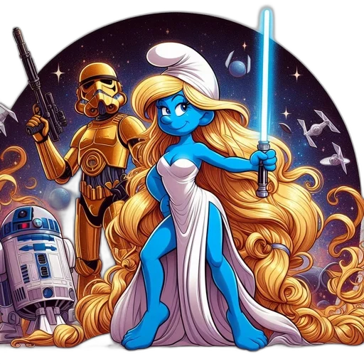 dress, robot, staff, comic book art transparent PNG cut-out