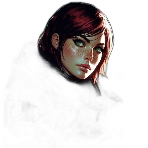 face, concept art, comic book art, photorealistic transparent PNG cut-out