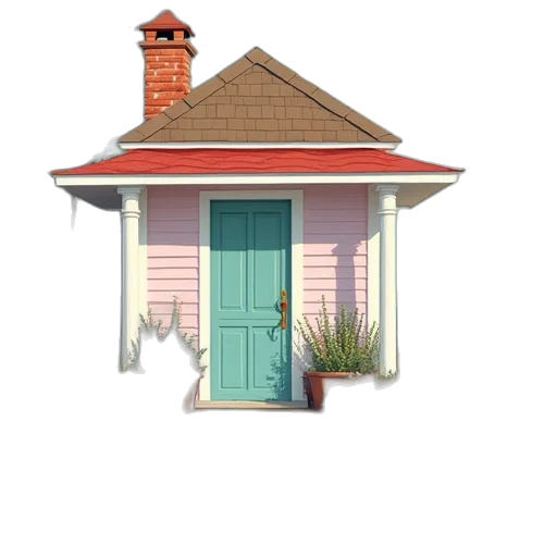 building, furniture, umbrella, 3d render transparent PNG cut-out
