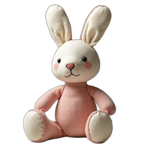 3d render, rabbit, stuffed, animal transparent PNG cut-out