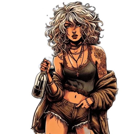 comic book art, concept art, cyberpunk, cartoon transparent PNG cut-out