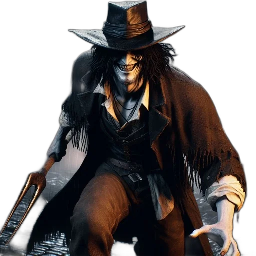 hat, weapon, staff, jacket transparent PNG cut-out