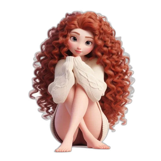 hair, dress, 3d render, cartoon transparent PNG cut-out