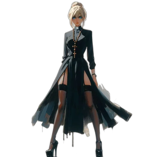 dress, staff, jacket, weapon transparent PNG cut-out