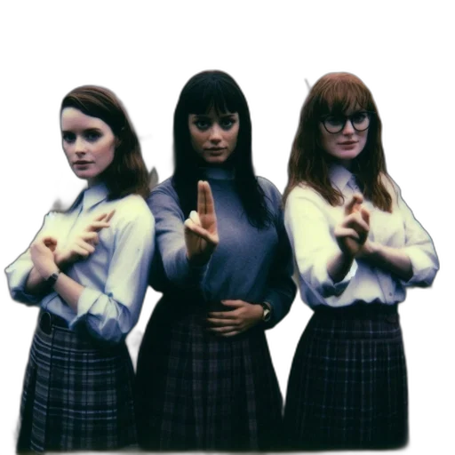 jacket, three, young, women transparent PNG cut-out
